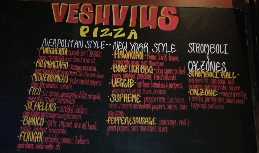 A sampling of the pizzas you can order.