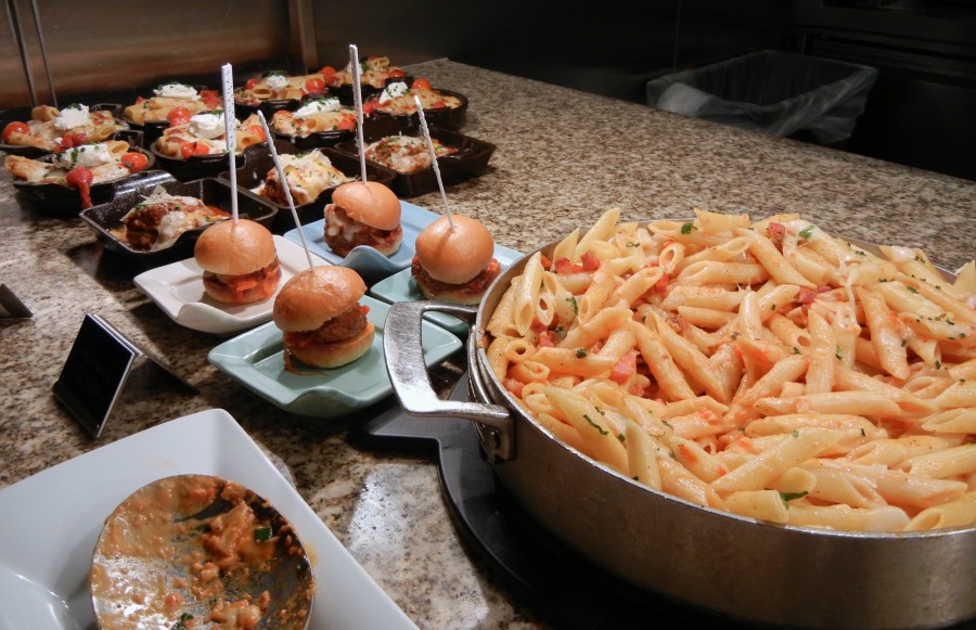 Baked ziti, meatball sliders, and lasagne.
