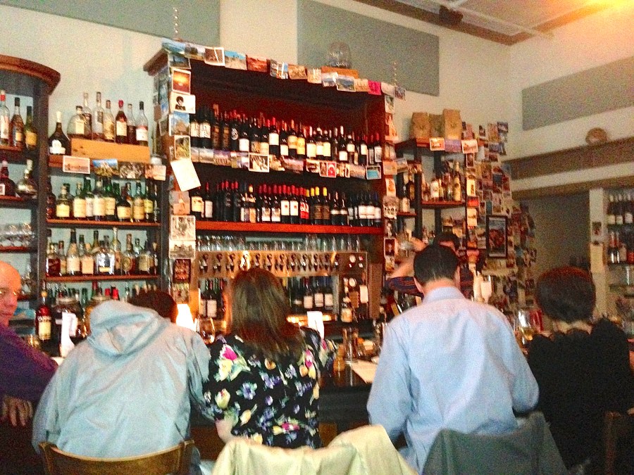 Bottoms up! The bar is on the left.