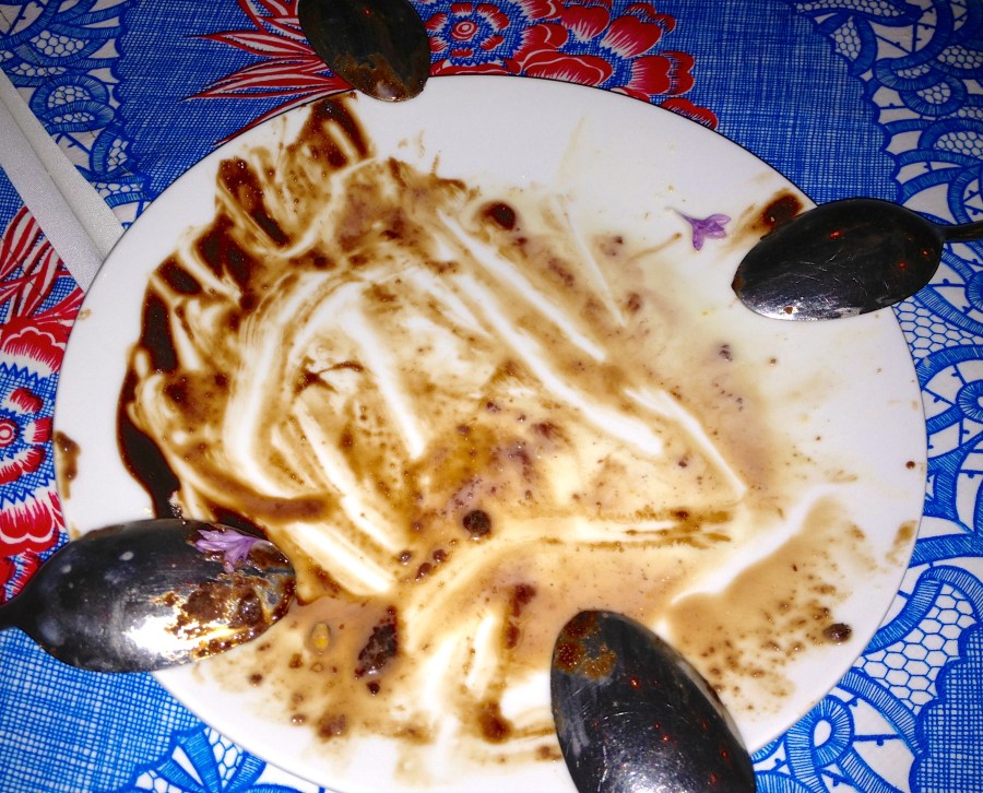 The remains of dessert.