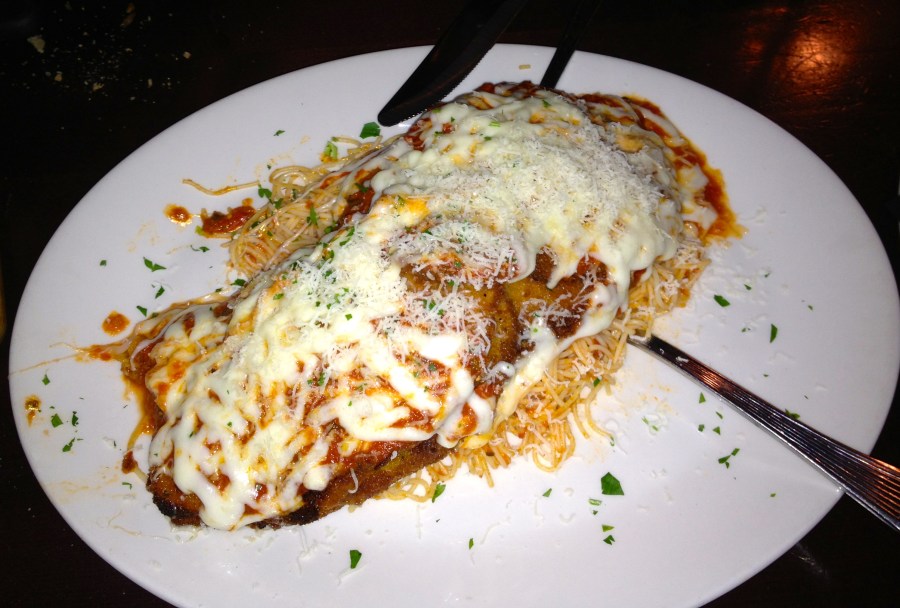 Eggplant parmesan.  Enough for 4 people!