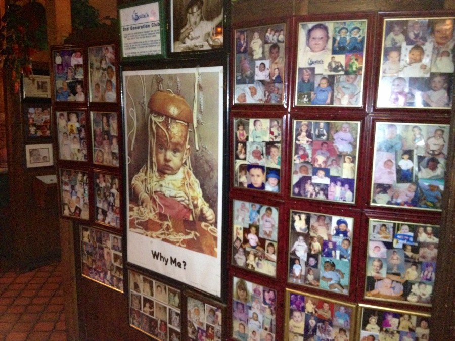 The baby wall of fame, all born after eating the eggplant parmesan.