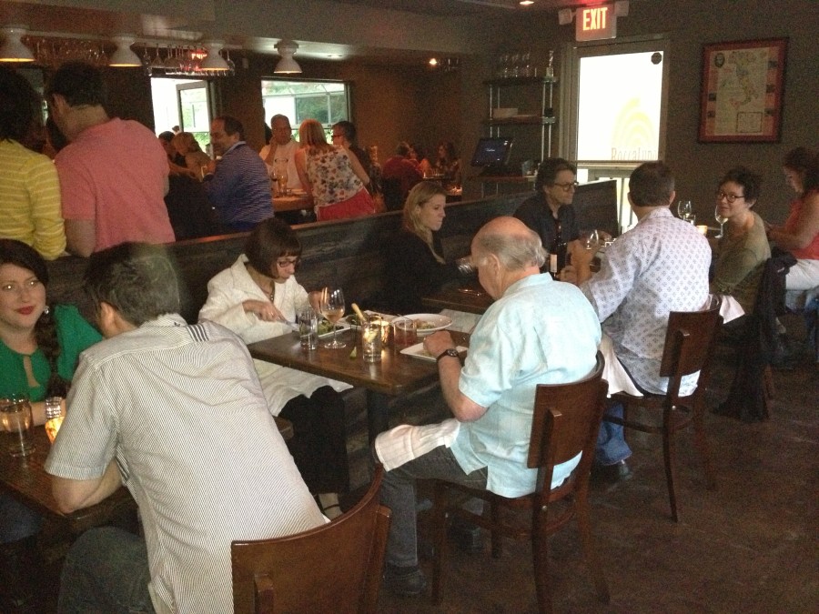 Small dining room inside.  The outdoor area is larger.