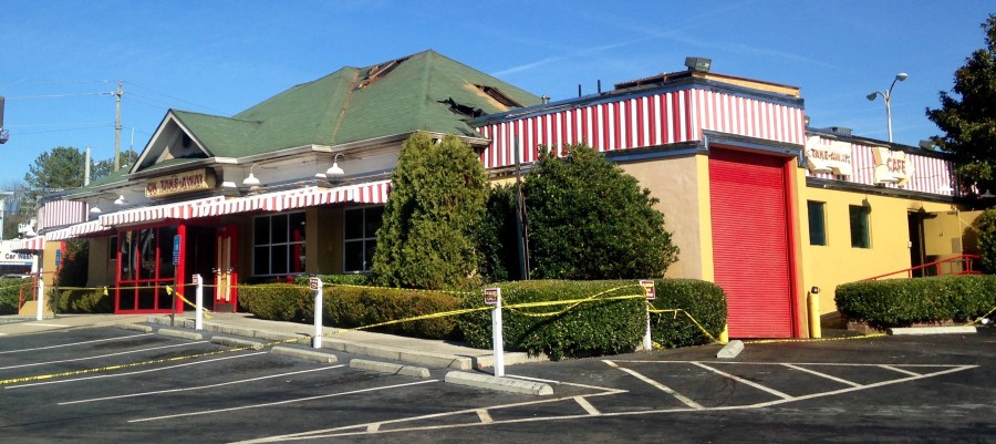 After the fire...note the burned out roof.